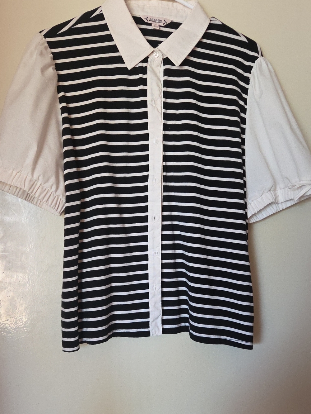 Nanette Lepore Black & White Striped Button-Down Shirt